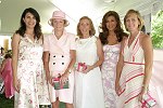 Susan Kyrillos, Judy Stanley Coleman, Bonnie Levin, Lauren Vernon,Bridgete Murphy <br>at the Women's Council in support of the Leon Hess Cancer Center at the Monmouth Medical Center annual membership luncheon &quot The Power of Pink&quot at the home of Judith Stanley Coleman in Middletown, N.J. on 7-21-05. all photos by Rob Rich copyright 2005 516-676-3939 robwayne1@aol.com