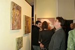 admiring art<br> at the Gallery Artist Group Show at the Leila Taghinia-Milani Heller Gallery in Manhattan on 11-28-05. photo by Rob Rich copyright 2005 5160-676-3939 robwayne1@aol.com